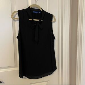 Sleeveless Black Blouse with Bow